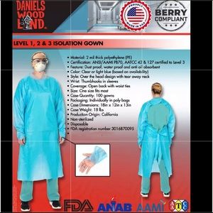 Disposable Isolation Gowns- Lot of Ten